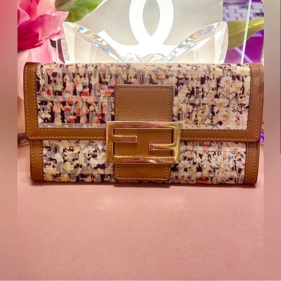 Fendi Handbags - SOLD RARE Fendi Zucca Print Floral Wallet
